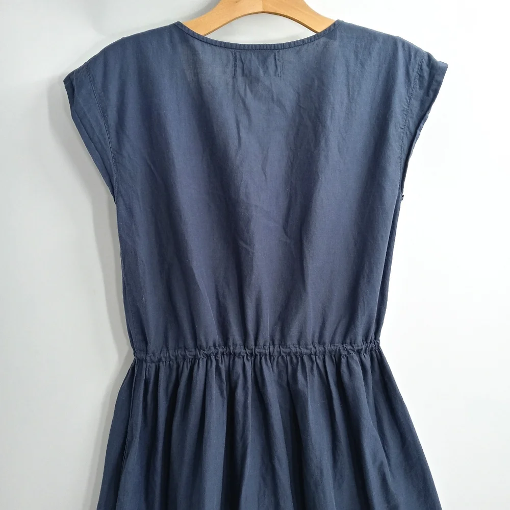 Lazy Bones Navy Cotton Embroidered Cap Sleeve‎ Dress - Picture 7 of 9